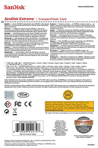 SanDisk Extreme 128GB CompactFlash CF Card (SDCFXSB-128G-G46)