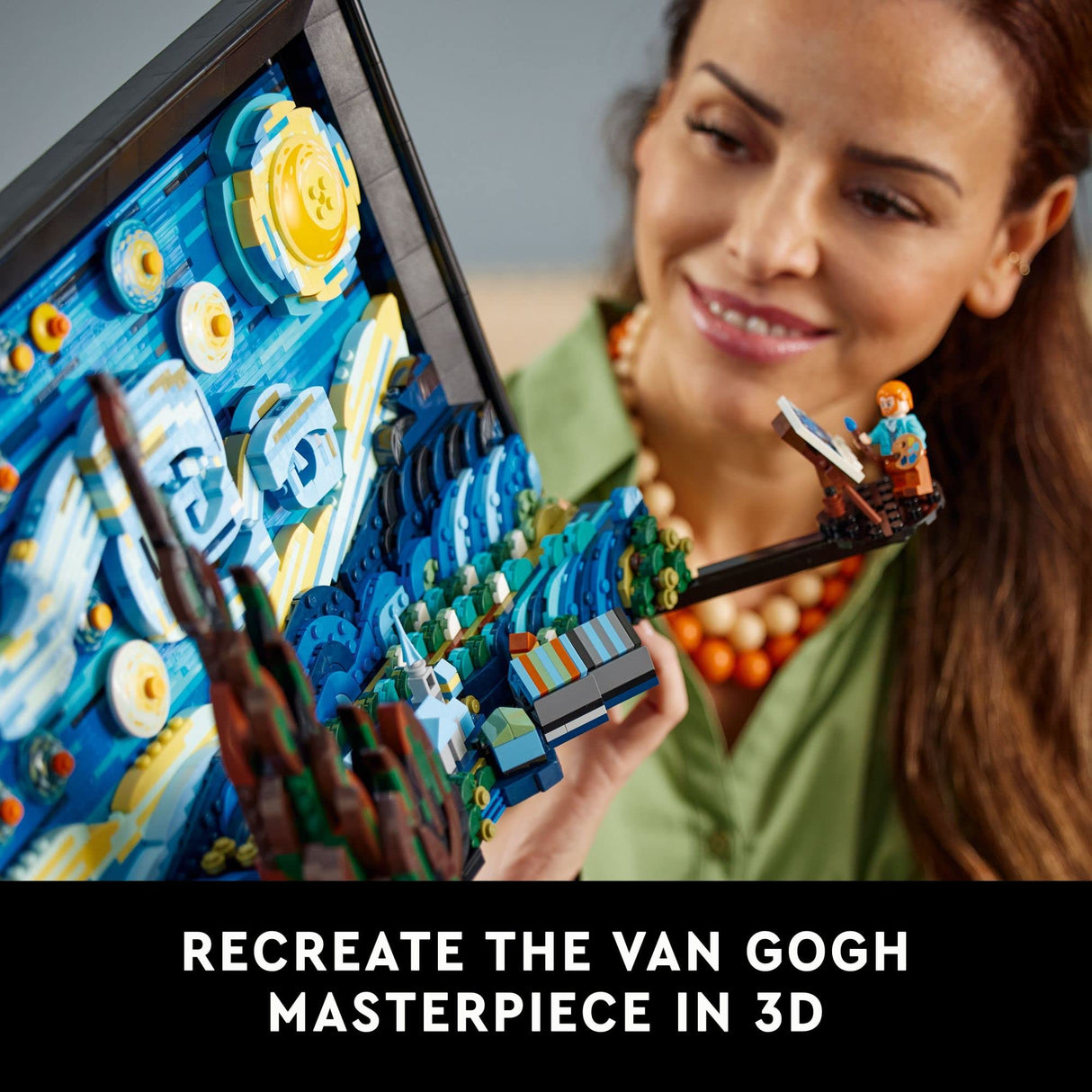 LEGO Ideas Vincent Van Gogh - The Starry Night 21333, Unique 3D Wall Art Home Décor Piece with Artist Minifigure, Creative Crafts Set for Adults