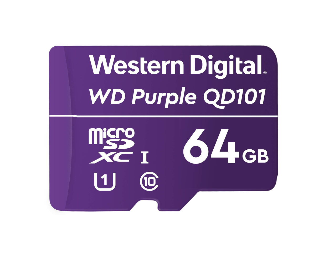 Western Digital SC QD101 MicroSD Card 64GB WD Purple Surveillance Camera WDD064G1P0C