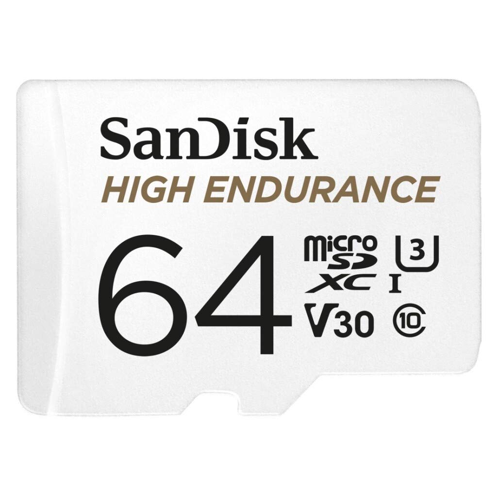 SanDisk 64GB High Endurance Video MicroSDXC Card with Adapter for Dash Cam and Home Monitoring Systems - C10, U3, V30, 4K UHD, Micro SD Card - SDSQQNR-064G-GN6IA