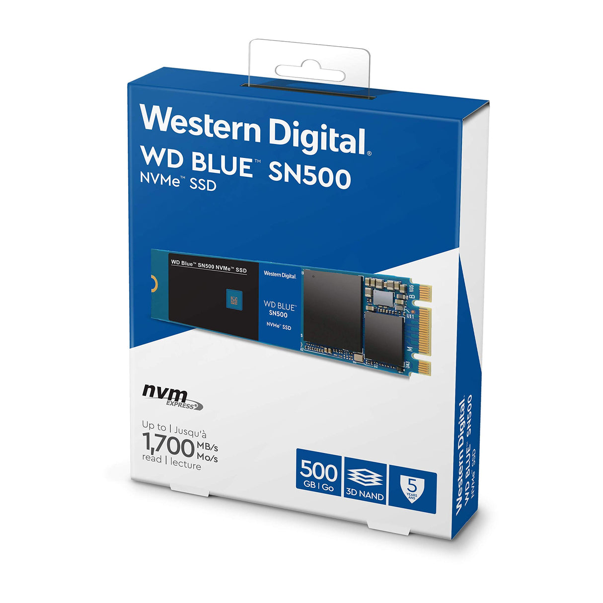 WD Blue SN500 500GB NVMe Internal SSD - Gen3 PCIe, M.2 2280, 3D NAND, Up to 1700 MB/s - WDS500G1B0C