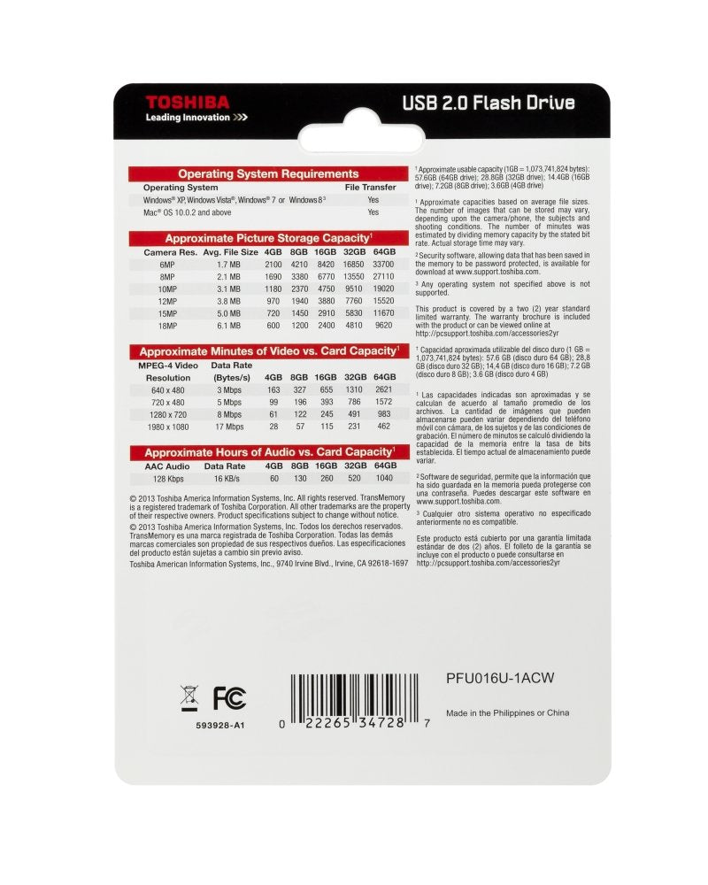 Toshiba TransMemory USB 2.0 Flash Drive, 16GB (PFU016U-1ACW)