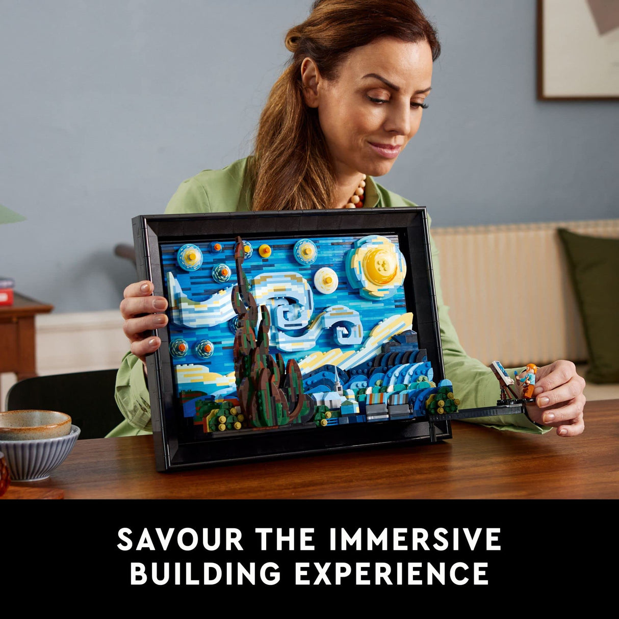 LEGO Ideas Vincent Van Gogh - The Starry Night 21333, Unique 3D Wall Art Home Décor Piece with Artist Minifigure, Creative Crafts Set for Adults