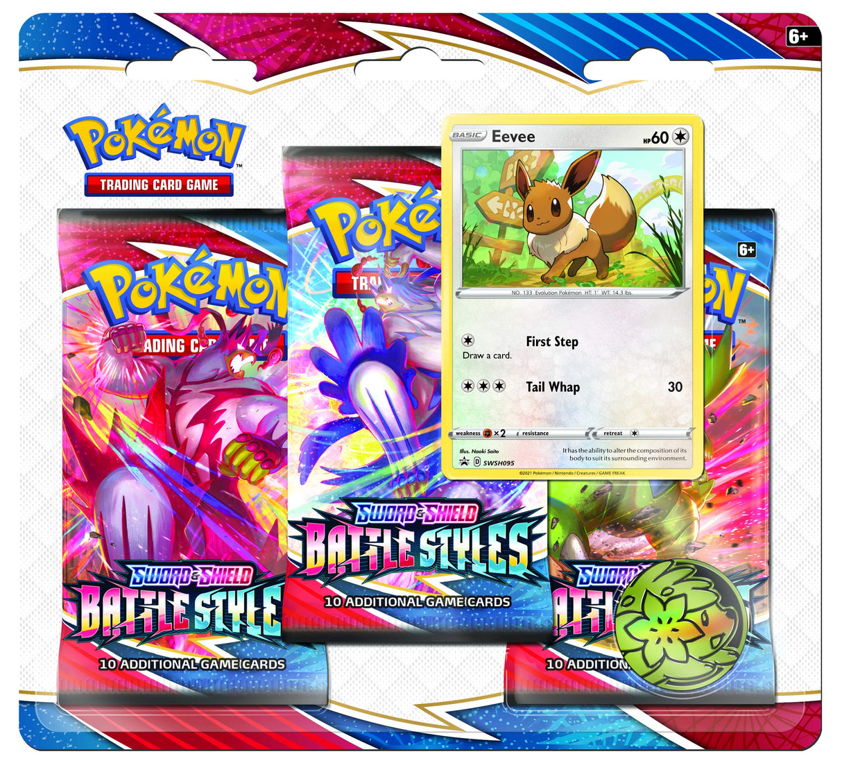 Pokemon TCG: Sword & Shield Battle Styles Blister Pack with 3 Booster Packs (Random Draw, one of Evee or Jolteon)