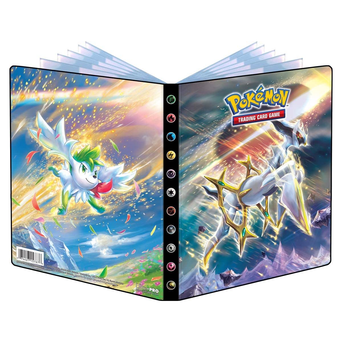 Ultra Pro - Sword and Shield 4-Pocket Portfolio for Pokémon - Card Album Folder, Protect Your Collectible Card, Holds up to 40 Standard Size Cards, Features Arceus and Shaymin