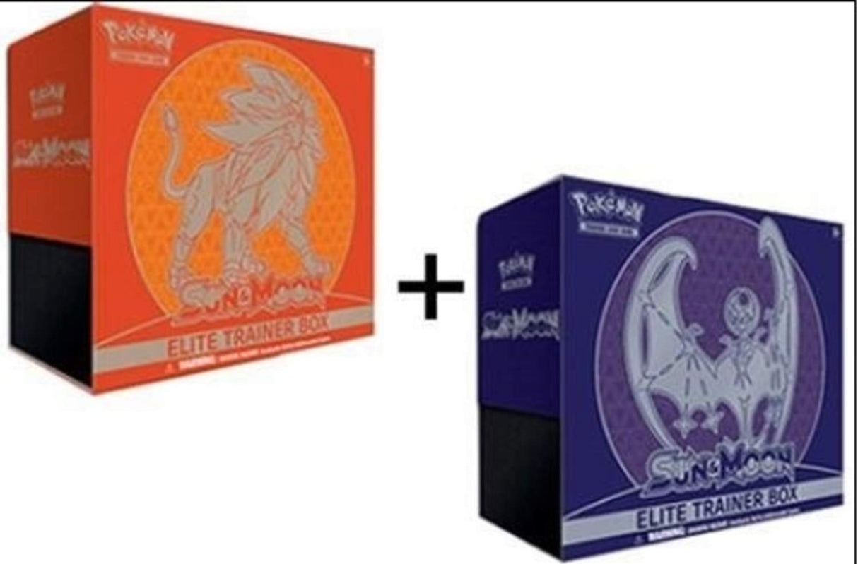 Pokemon TCG Sun & Moon Lunala (Purple) & Solgaleo (Red) Elite Trainers Box Booster Set of 2