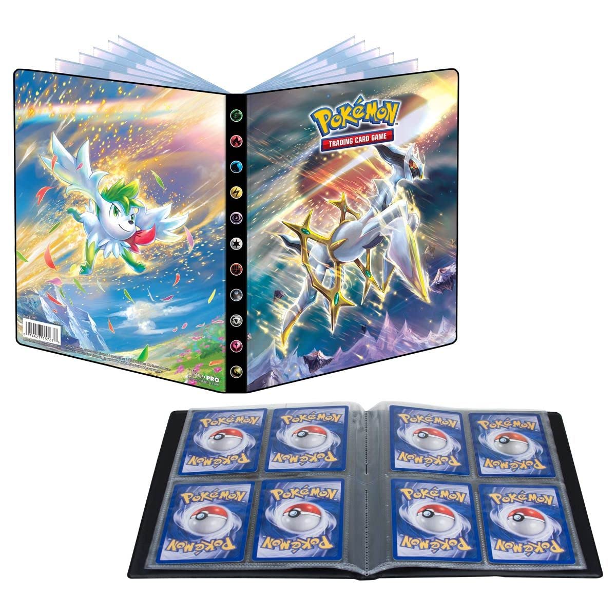 Ultra Pro - Sword and Shield 4-Pocket Portfolio for Pokémon - Card Album Folder, Protect Your Collectible Card, Holds up to 40 Standard Size Cards, Features Arceus and Shaymin