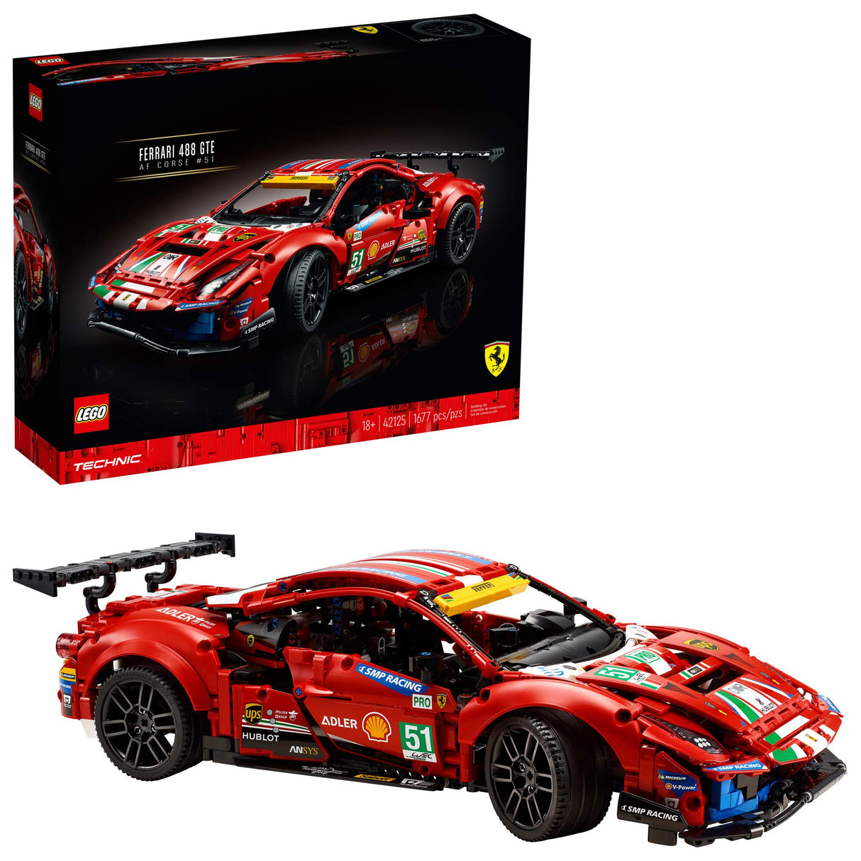 LEGO Technic Ferrari 488 GTE AF Corse #51 42125 Building Kit (1,677 Pieces)