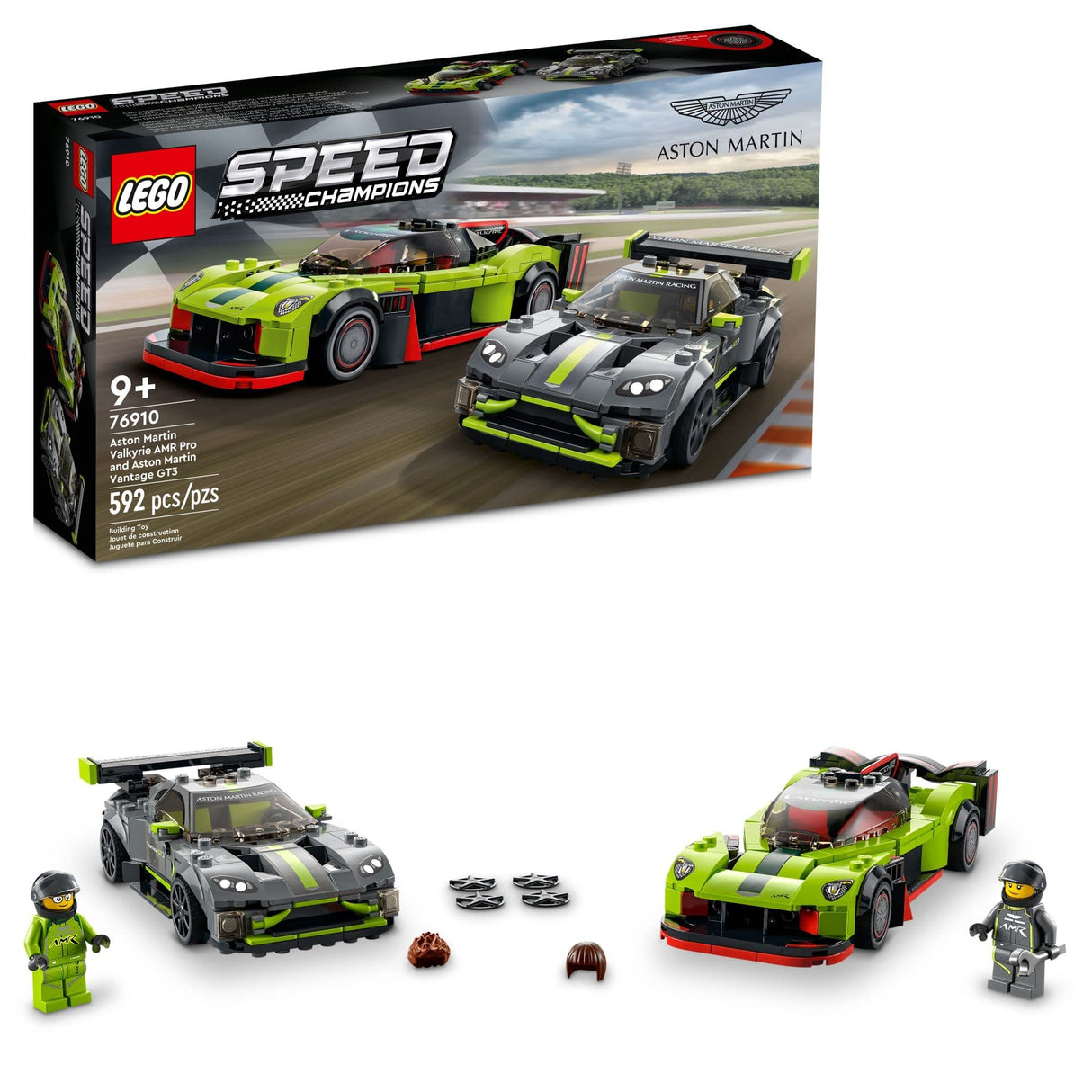LEGO Speed Champions Aston Martin Valkyrie AMR Pro and Aston Martin Vantage GT3 76910 Building Kit for Kids Aged 9+ (592 Pieces)