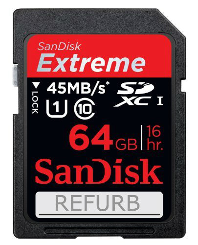 SanDisk Extreme 64GB SDXC UHS-1 Class 10 45MB/s Memory Card SDSDX-064G-X46 (Certified Refurbished)