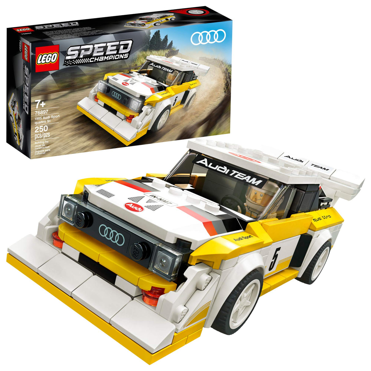 LEGO Speed Champions 1985 Audi Sport Quattro S1 76897 Toy Cars for Kids Building Kit Featuring Driver Minifigure, New 2020 (250 Pieces)