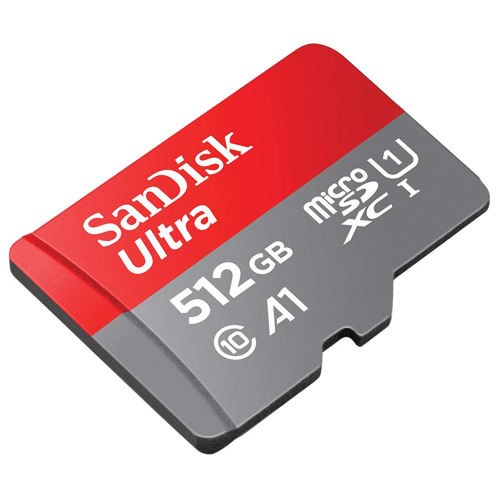 SanDisk 512GB Ultra MicroSDXC UHS-I Memory Card with Adapter - 100MB/s, C10, U1, Full HD, A1, Micro SD Card - SDSQUAR-512G-GN6MA