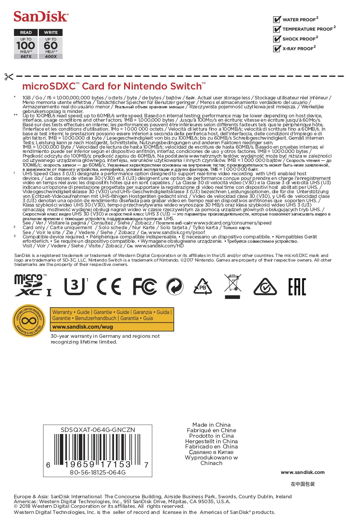 SanDisk 64GB MicroSDXC UHS-I Card for Nintendo Switch & BlueProton USB 3.0 MicroSDXC Card Reader