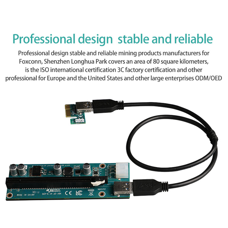 BlueProton ARGtek PCI-E 1x to16x Riser Card with 60cm USB 3.0 (Made by Foxconn) x8 Pack