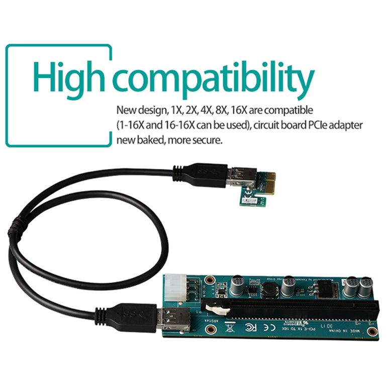 BlueProton ARGtek PCI-E 1x to16x Riser Card with 60cm USB 3.0 (Made by Foxconn) x8 Pack