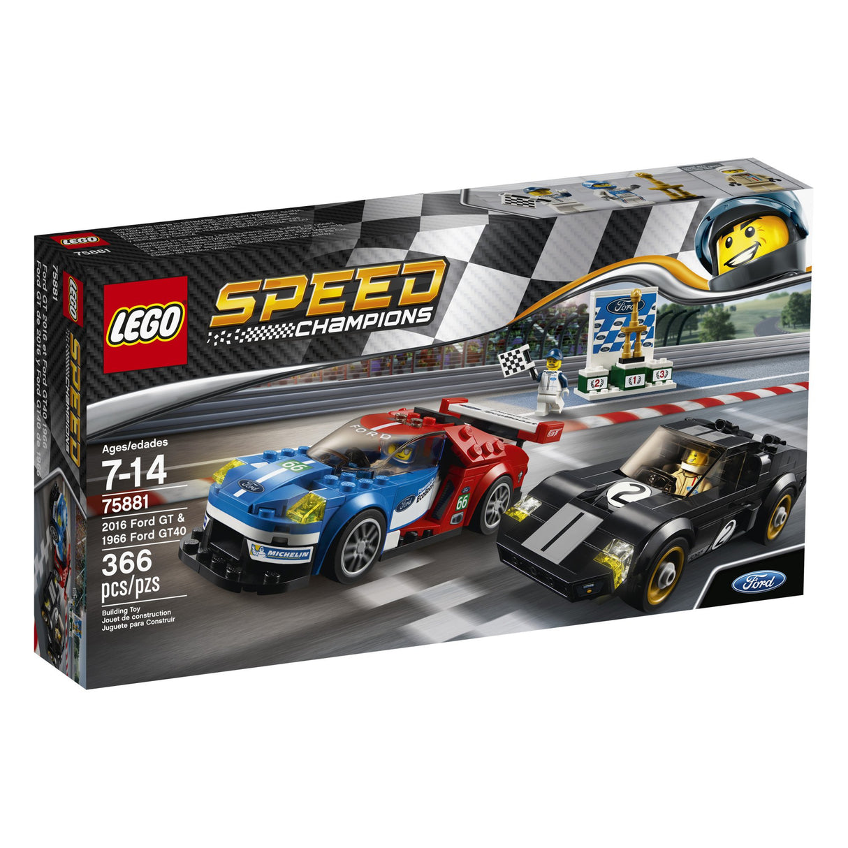 LEGO Speed Champions 6175279 2016 GT & 1966 Ford Gt40 75881 Building Kit (366 Piece)