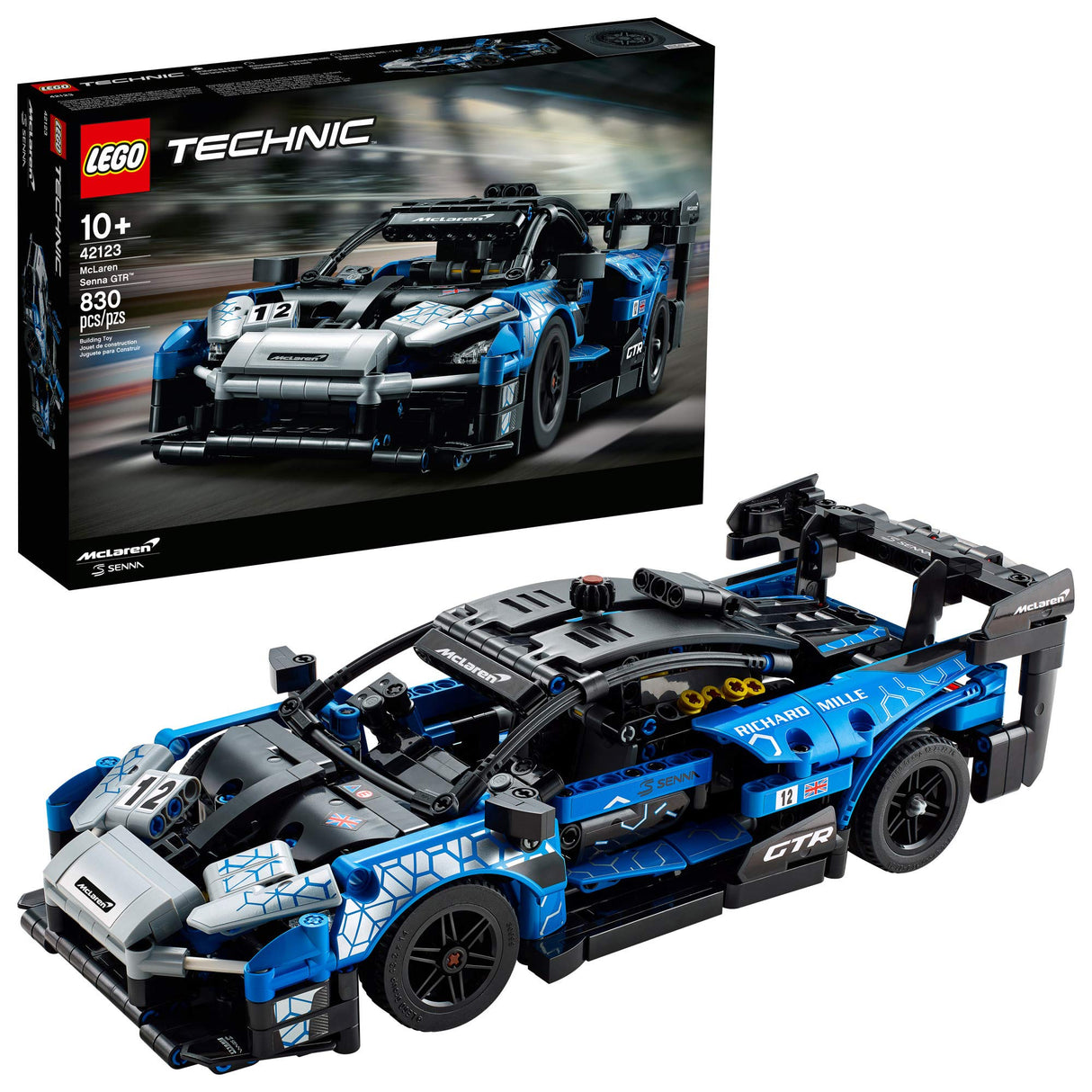 LEGO Technic McLaren Senna GTR 42123 Toy Car Model Building Kit; Build and Display an Authentic McLaren Supercar, New 2021 (830 Pieces) (Open Box,Like New)