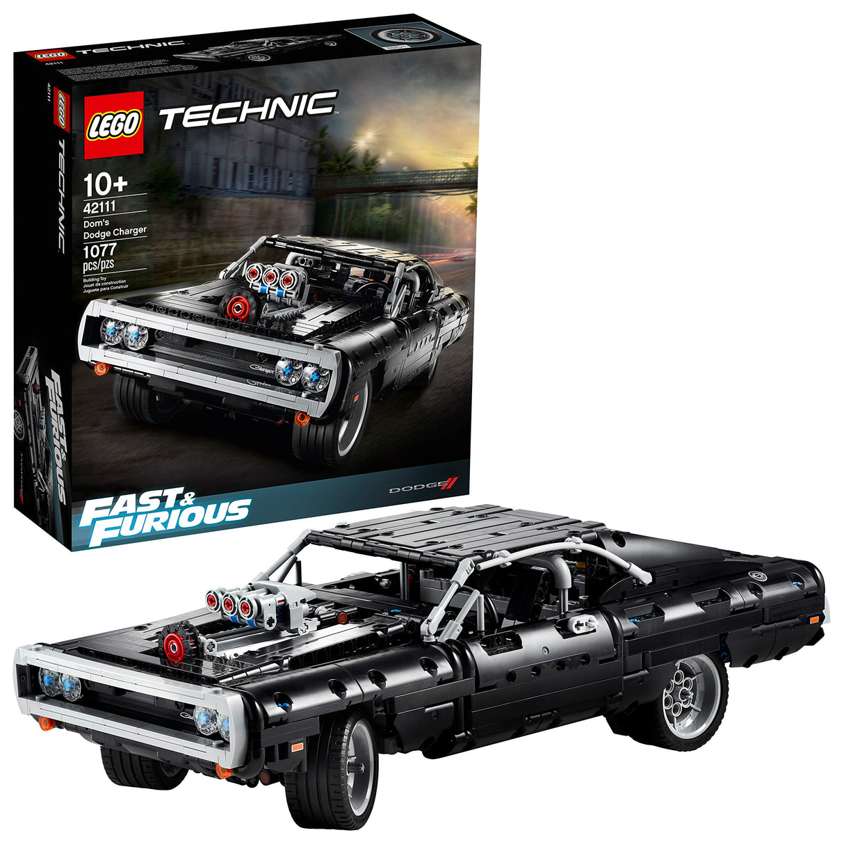LEGO Technic Fast & Furious Dom’s Dodge Charger 42111 Race Car Building Set, New 2020 (1,077 Pieces)