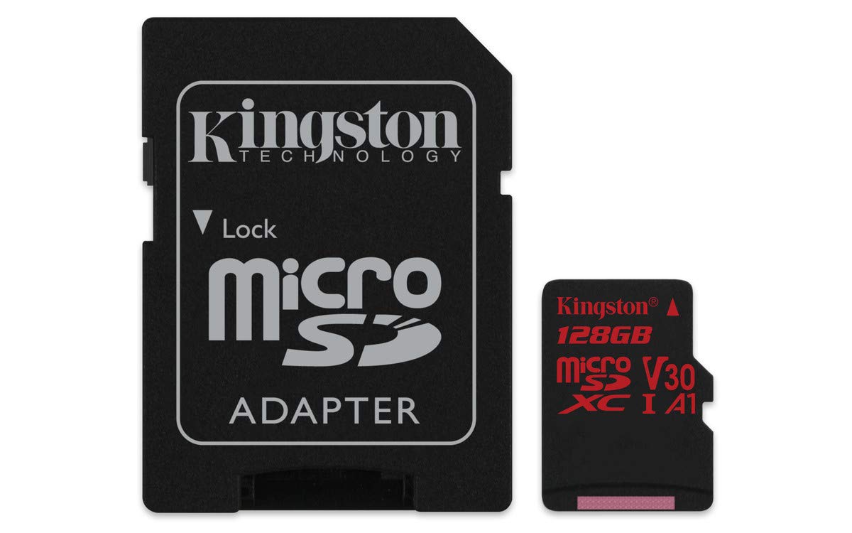 Kingston Canvas React 128GB microSDXC Class 10 microSD Memory Card UHS-I 100MB/s R Flash Memory High Speed microSD Card with Adapter (SDCR/128GB)
