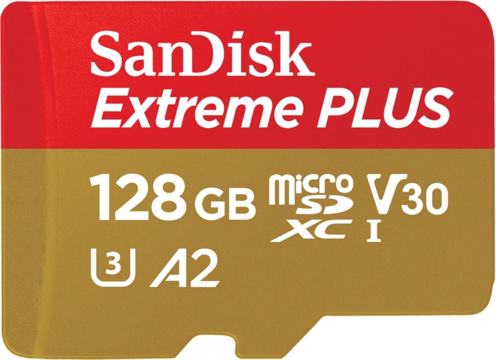 SanDisk 128GB Extreme PLUS microSDXC UHS-I Card with Adapter - U3 A2 V30 170MB/s