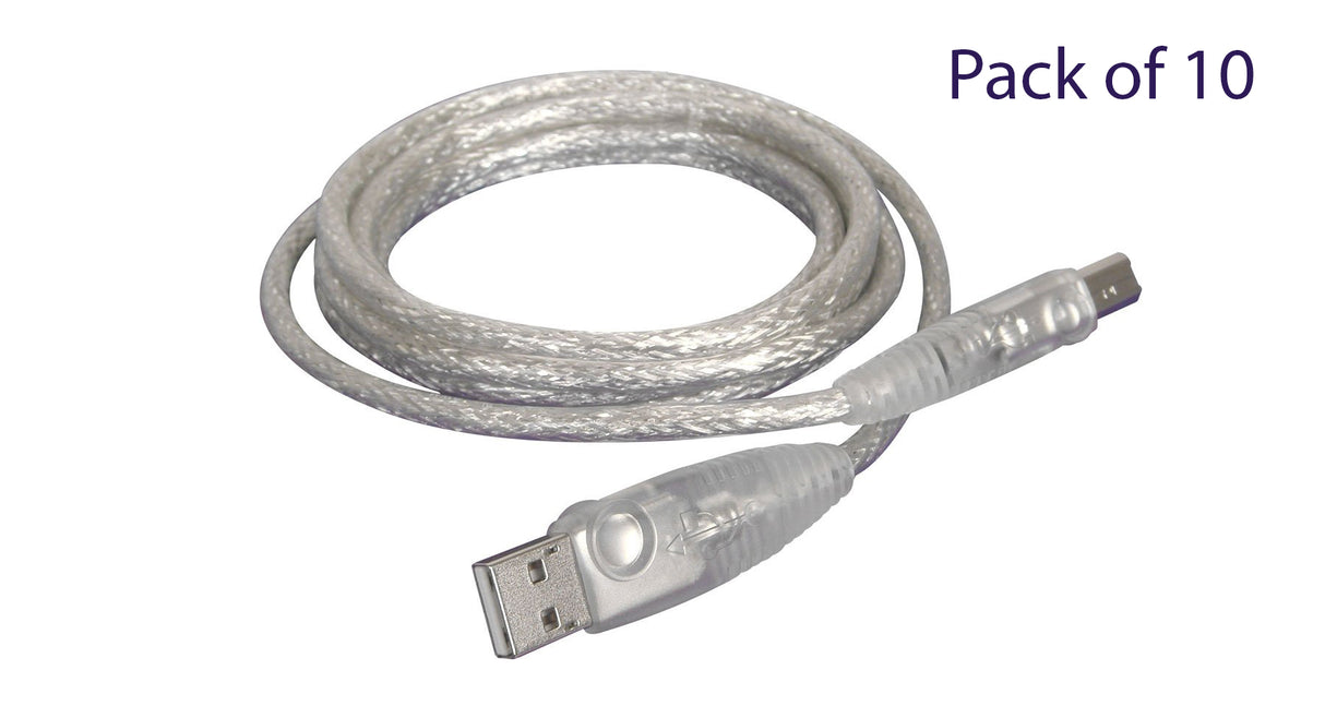 Iogear 10ft USB 2.0 Cable A-B (G2LUAB10P) Pack of 10