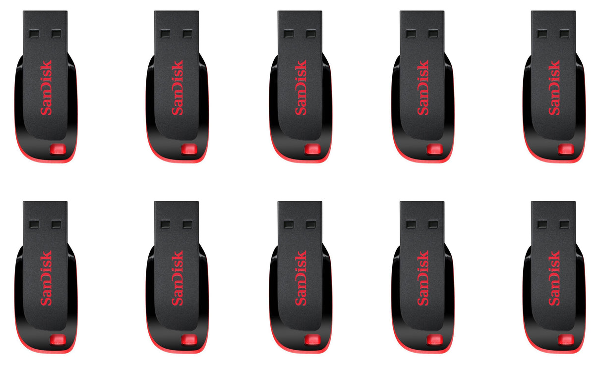 SanDisk 32GB Cruzer Blade USB 2.0 Flash Drive (SDCZ50-032G) Pack of 10