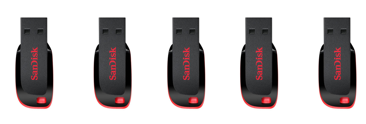 SanDisk 32GB Cruzer Blade USB 2.0 Flash Drive (SDCZ50-032G) Pack of 5