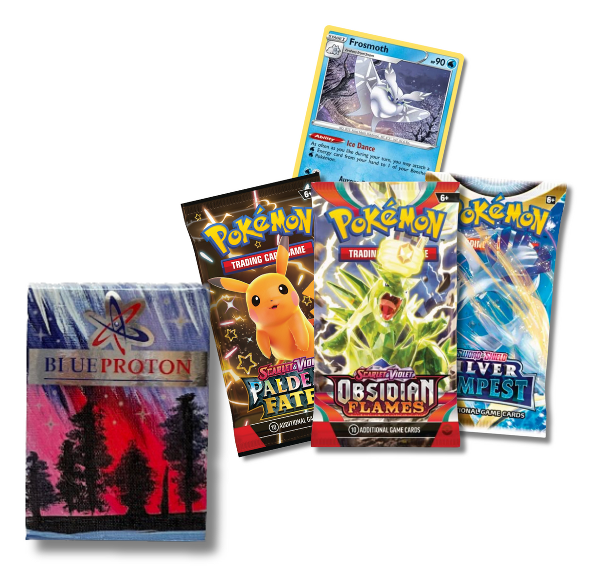 Exclusive Triple Booster Bundle | Includes 3 Booster Packs | 1 Bonus Holo or Rare | BlueProton Deck Box compatible with trading cards
