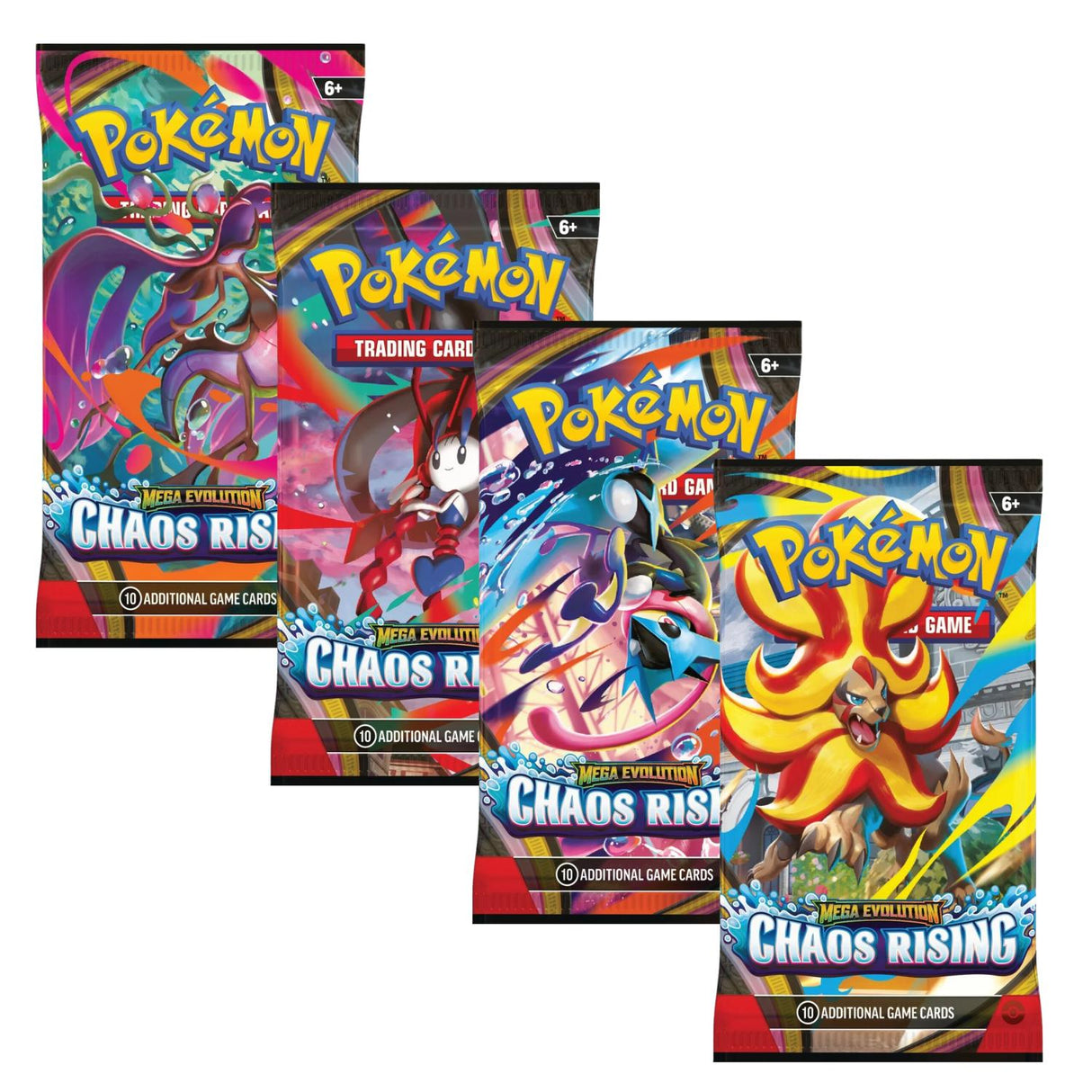 Pokemon ME4 Mega Evolution Chaos Rising Art Set | 4 Booster Packs (One of Each Artwork)