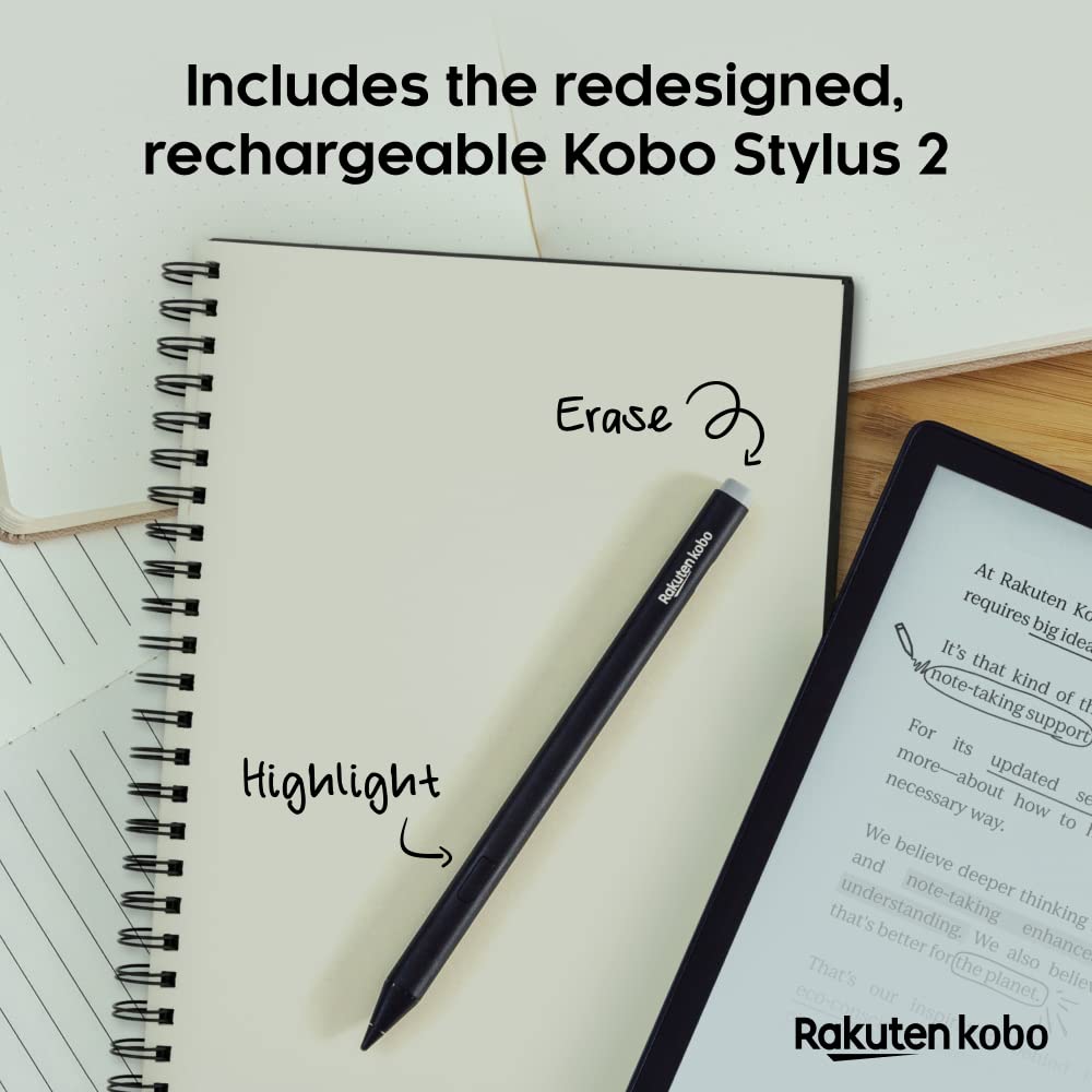 Kobo Elipsa 2E | eReader | 10.3" Glare-Free Touchscreen with ComfortLight PRO | Includes Kobo Stylus 2 | Adjustable Brightness | Wi-Fi | Carta E Ink Technology | 32GB of Storage