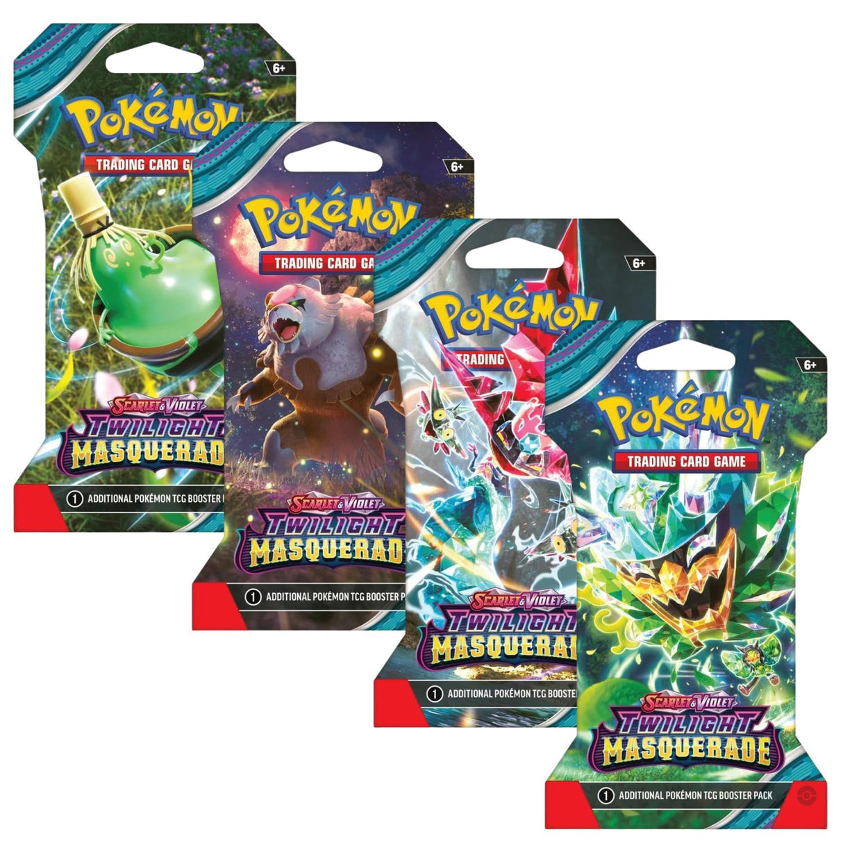 Pokemon SV6 Twilight Masquerade Art Set | 4 Sleeved Booster Packs (One of Each Artwork)