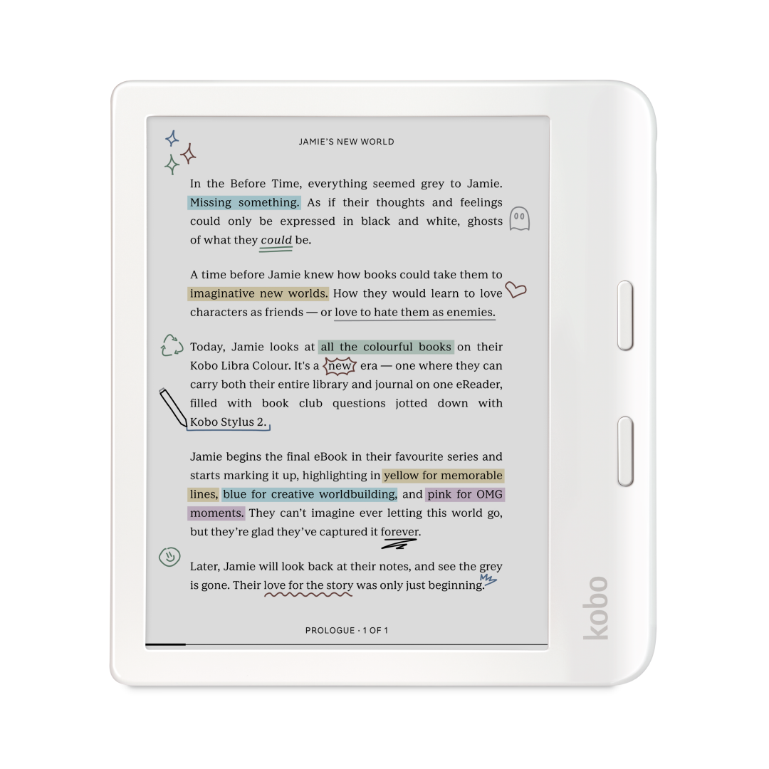 Kobo Libra Colour White eReader with Case Bundle