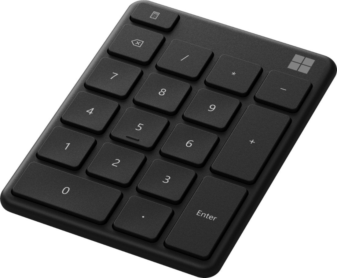 Microsoft Number Pad - Black. Standalone Number Pad for Numeric Input. Wireless, Bluetooth 18-Key Number Pad with Up to 24 Months Battery Life