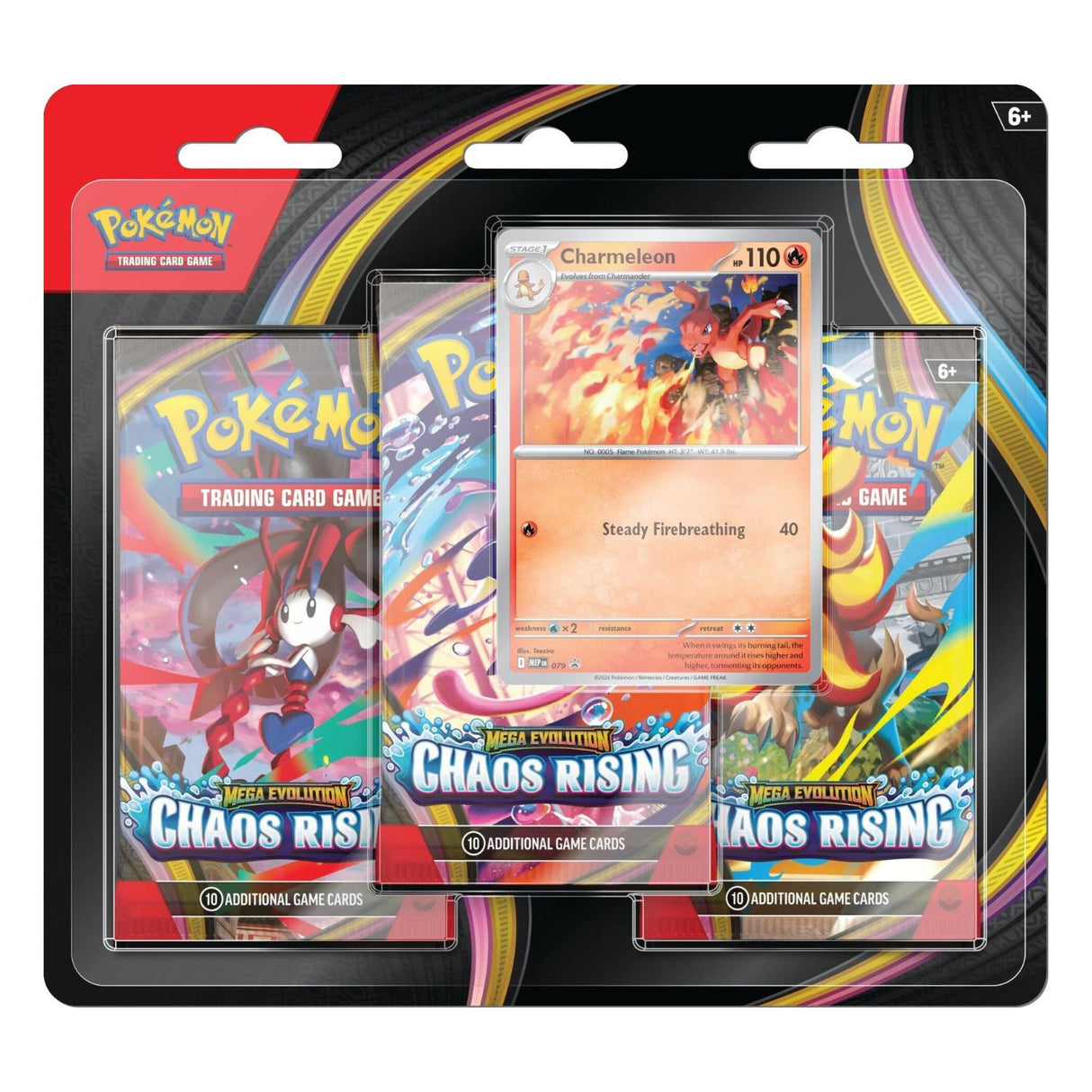 Pokemon ME4 Mega Evolution Chaos Rising 3-Pack Blister | Charmeleon