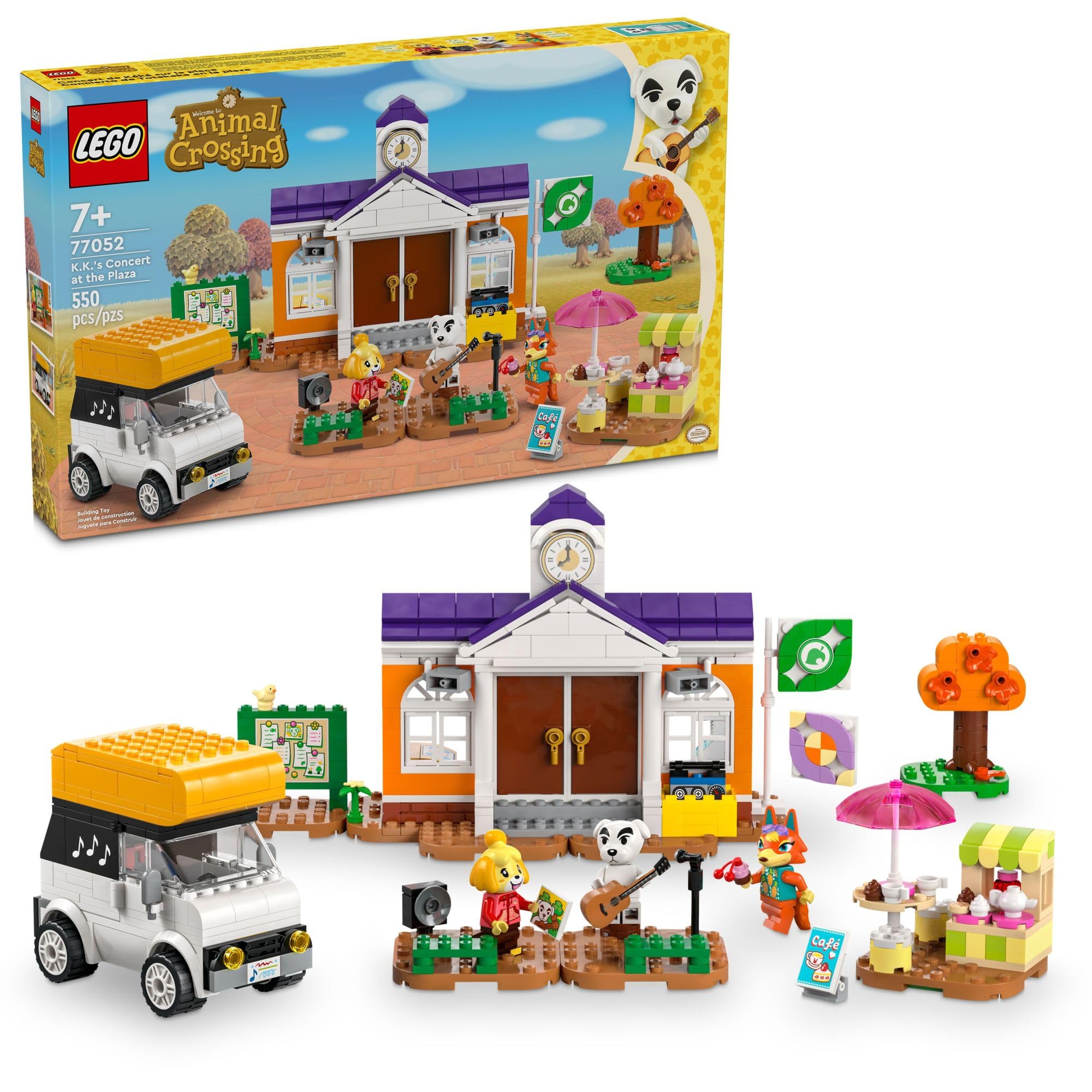 LEGO Animal Crossing K.K.’s Concert in The Plaza Building Set with a Café, Car Toy and Stage, Animal Crossing Toy Inspired by The Video Game Series, Pretend Play Gift for Kids Ages 7 and Up, 77052