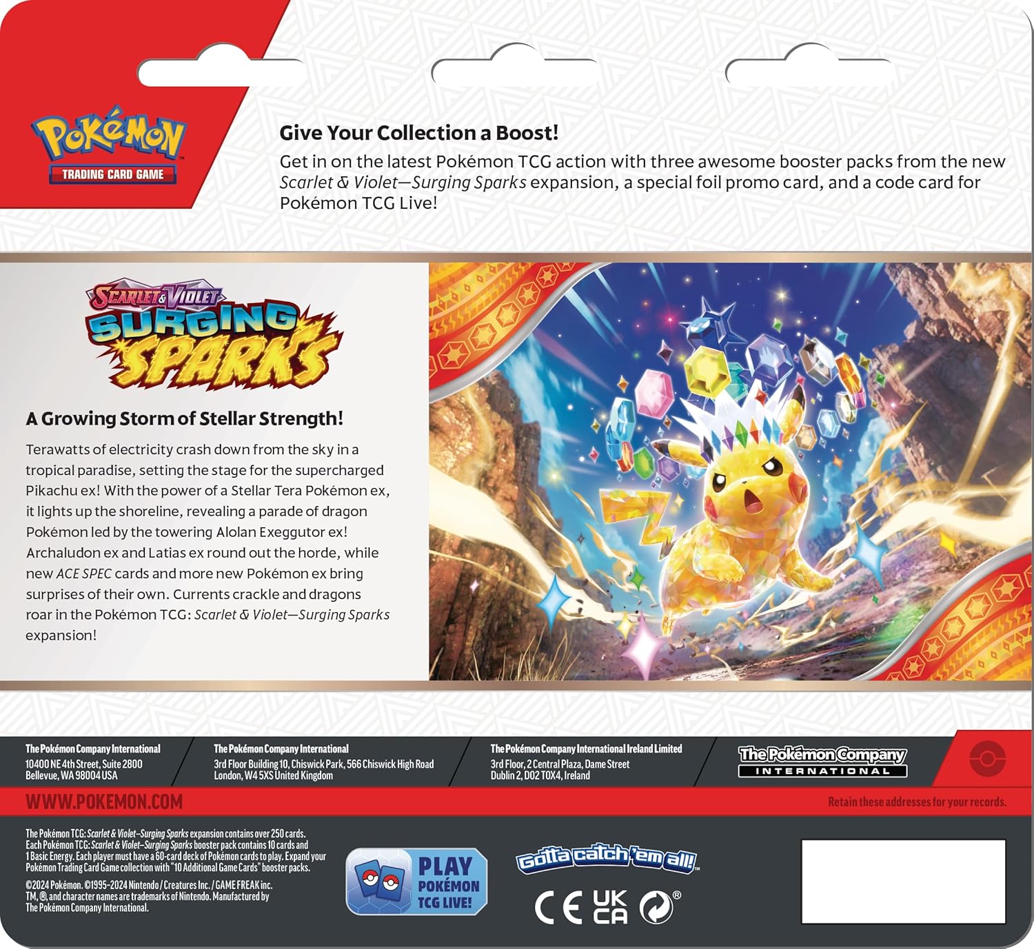 Pokemon Scarlet & Violet Surging Sparks 3-Pack Blister | Zapdos