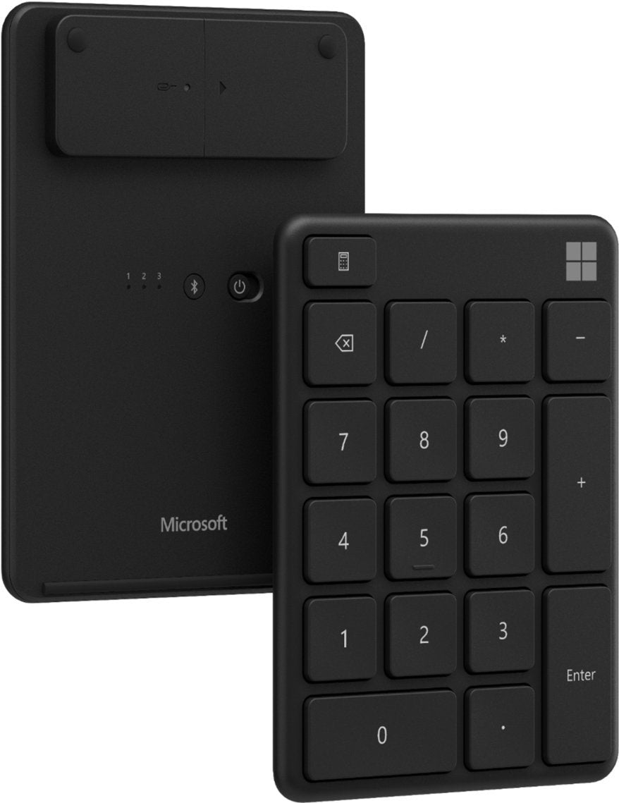 Microsoft Number Pad - Black. Standalone Number Pad for Numeric Input. Wireless, Bluetooth 18-Key Number Pad with Up to 24 Months Battery Life