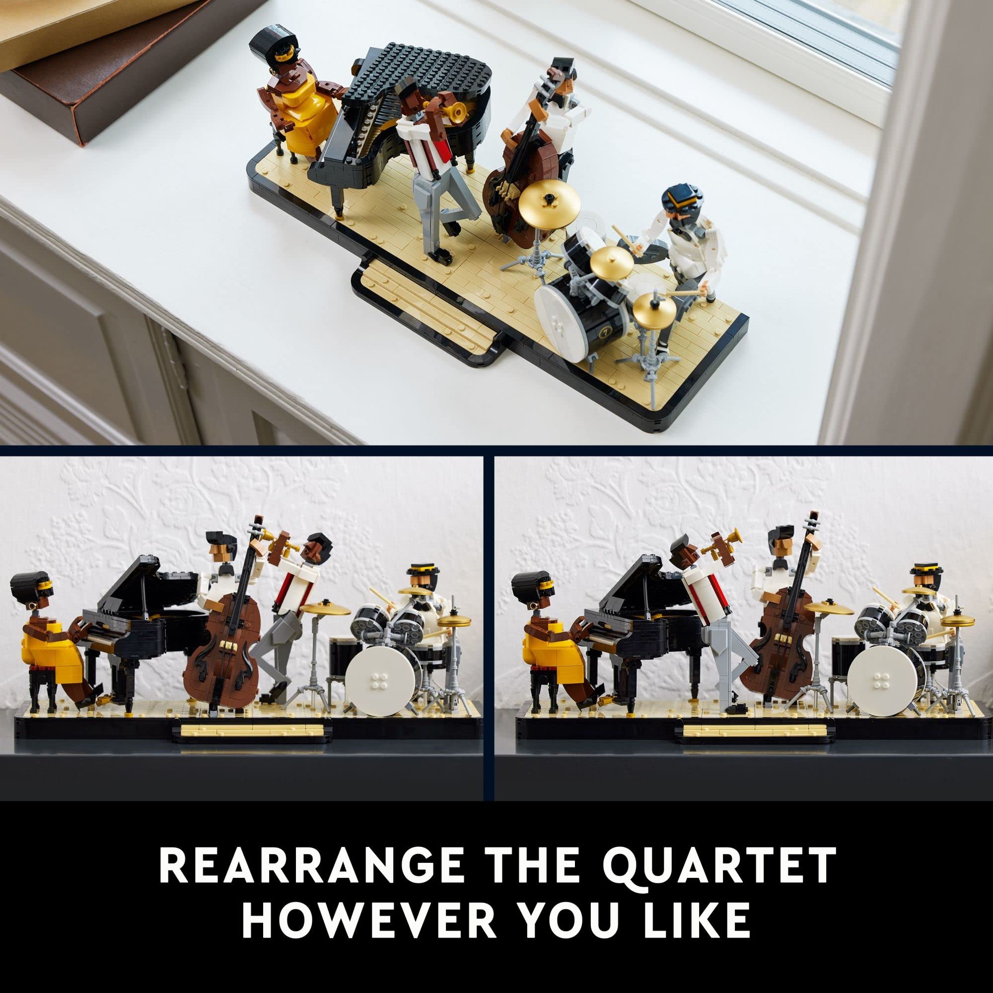 LEGO Ideas Jazz Quartet 21334, Set for Adults, Gift for Music Lovers with Band Figures and 4 Instruments: Piano, Double Bass, Trumpet & a Drum Kit