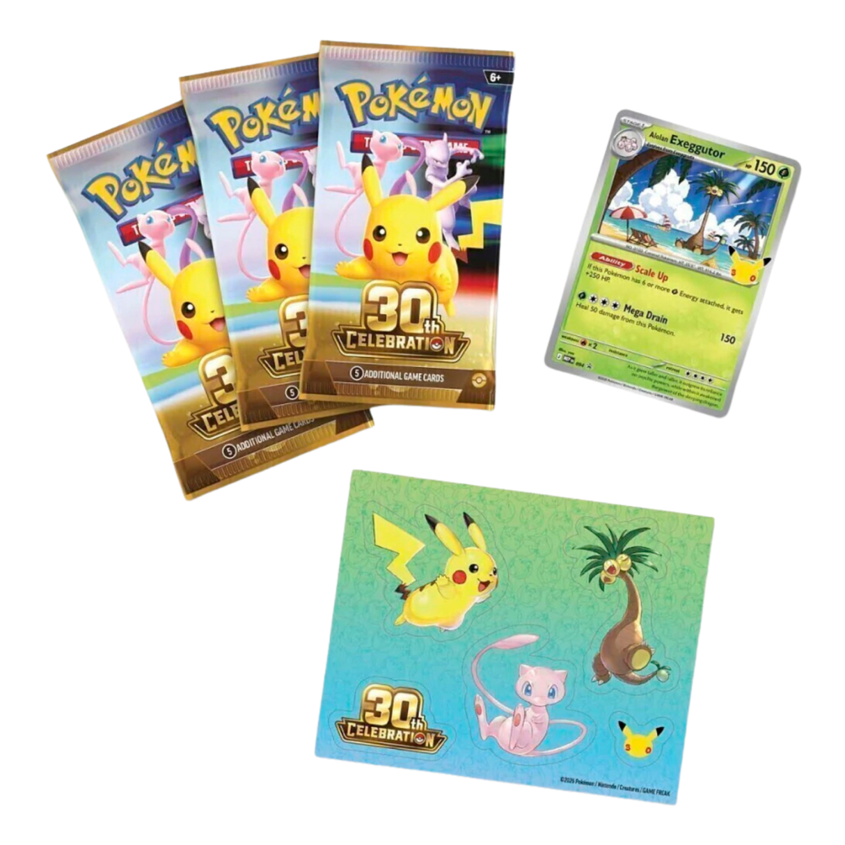 Pokemon 30th Celebration Tech Sticker Collection Art Set | Alolan Exeggutor and Lucario