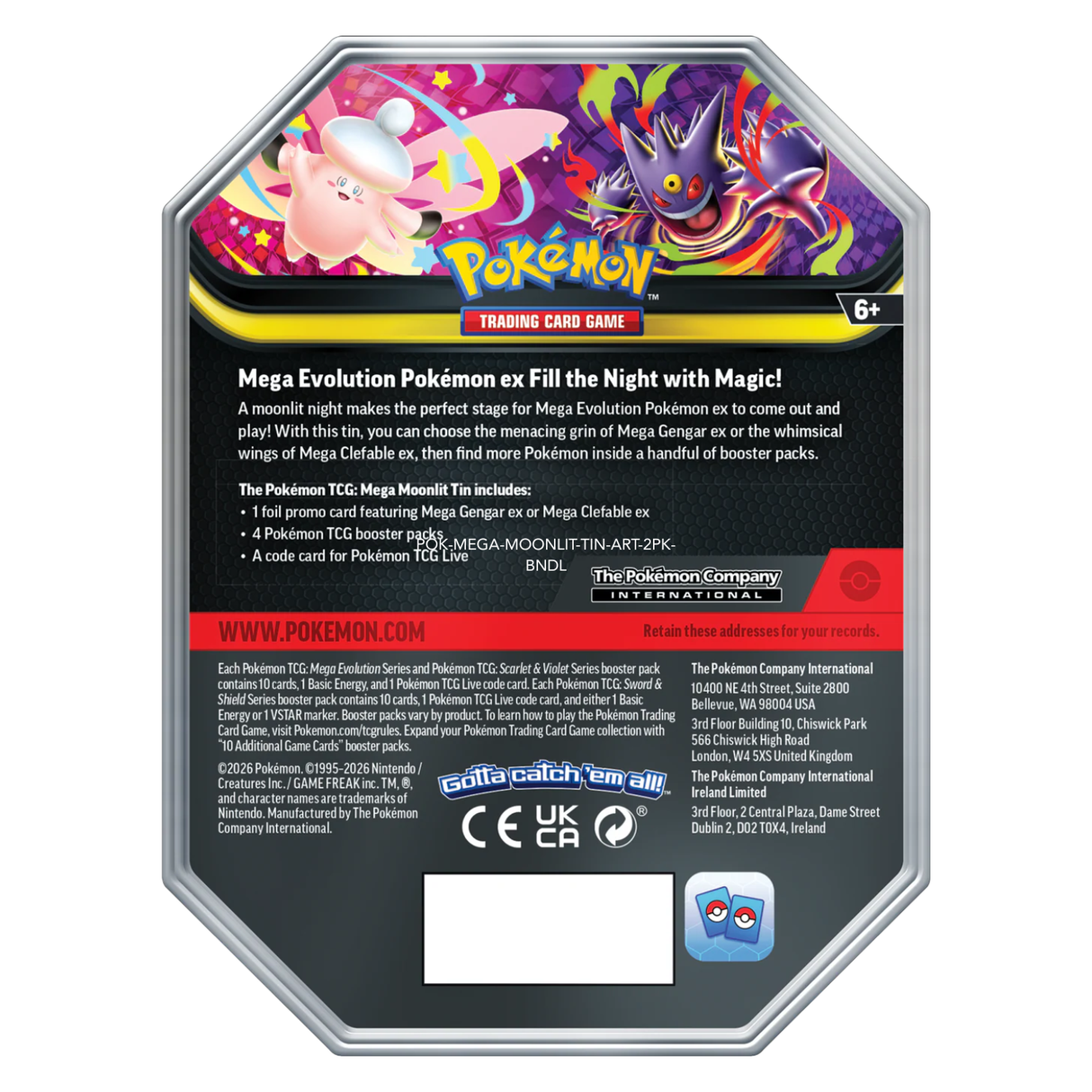 Pokemon Mega Moonlit Tins Art Set | Mega Gengar ex & Mega Clefable ex