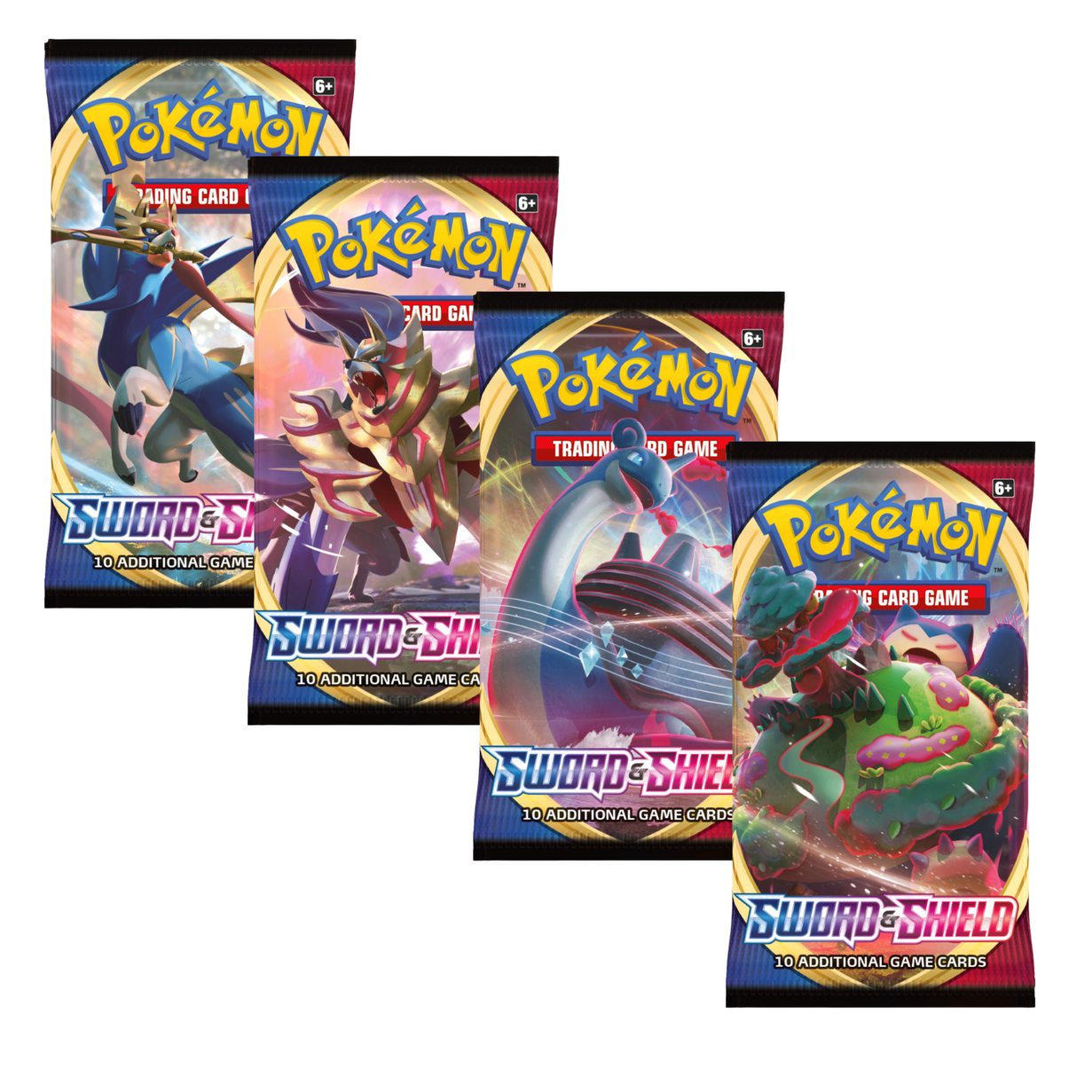 Pokemon SS1 Sword & Shield Art Set | 4 Booster Packs (One of Each Artwork)