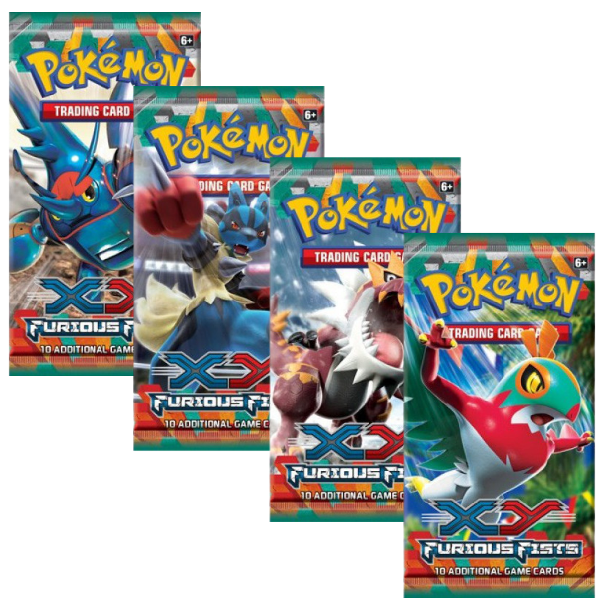 Pokemon XY3 Furious Fists Art Set | 4 Booster Packs (One of Each Artwork)