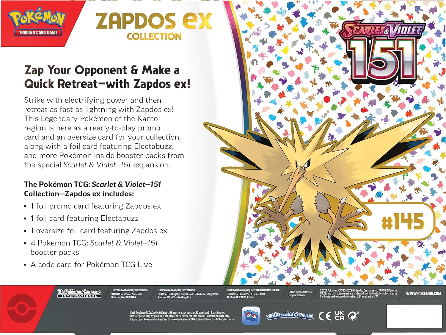 Pokemon TCG: Scarlet & Violet 151 Collection Zapdos ex Box