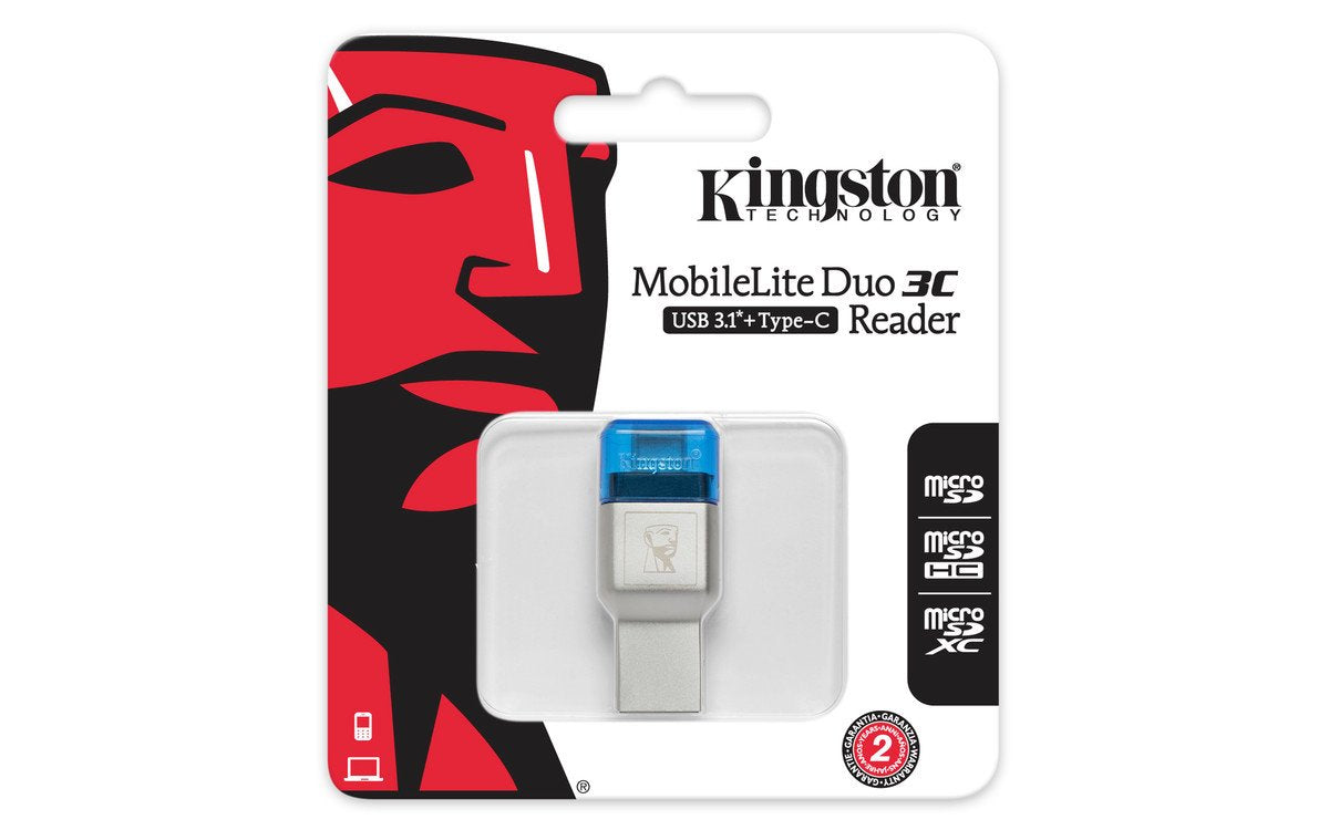 Kingston Digital FCR-ML3C MobileLite Duo 3C, USB 3.1 + Type C, Microsd Card Reader, microSDHC/microSDXC