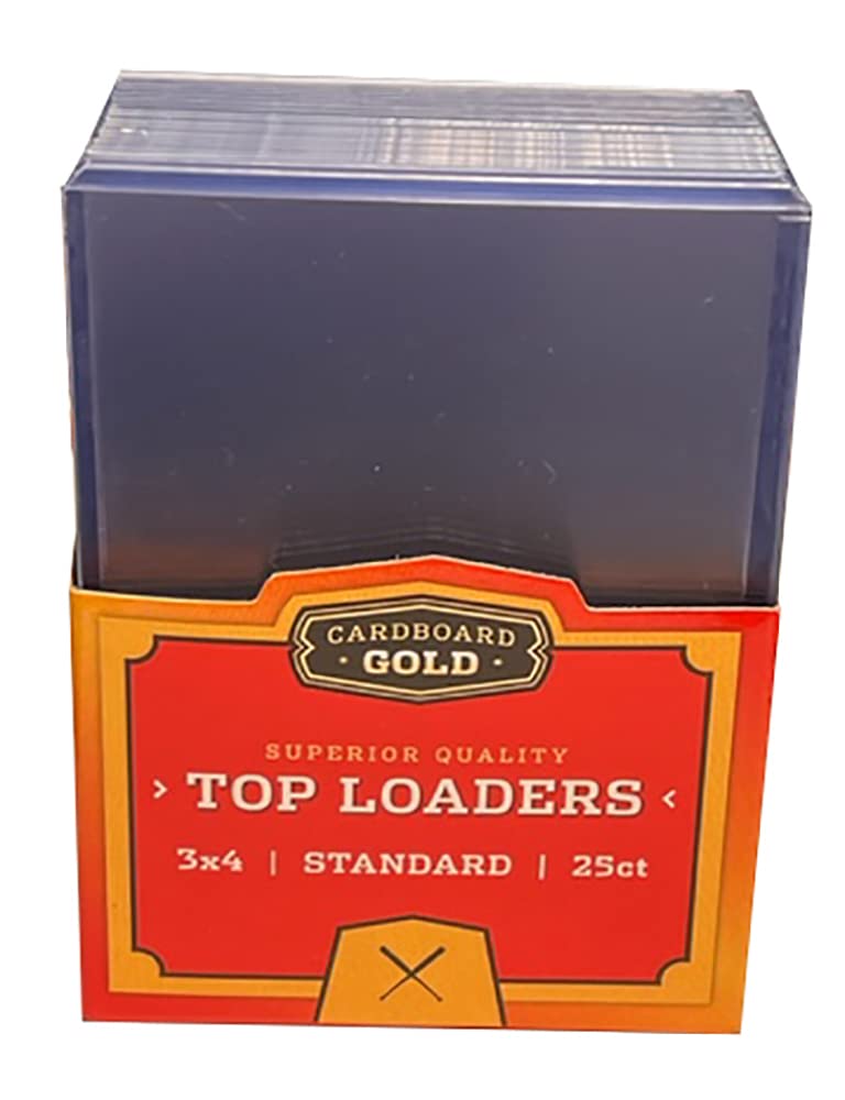 Cardboard Gold Top Loaders for Cards (8 Packs of 25ct) - Premium Baseball Card Protectors, Sports Card Holder, Hard Plastic Card Sleeves, Trading Card Case, Card Protector for Toploaders Storage