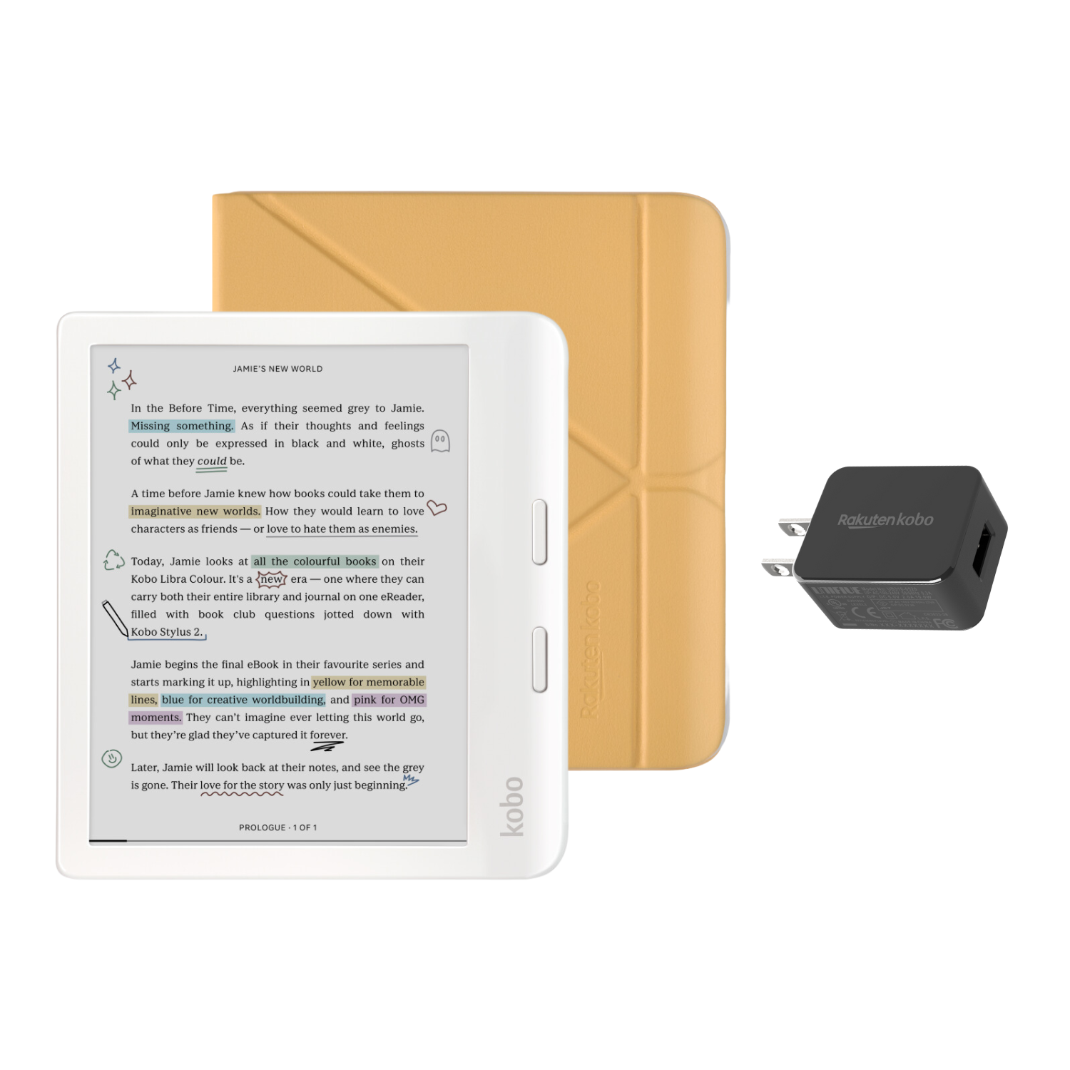 Kobo Libra Colour White eReader with Case Bundle