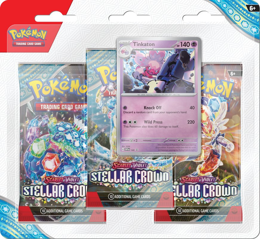 Pokemon Scarlet & Violet Stellar Crown 3-Pack Blister | Tinkaton