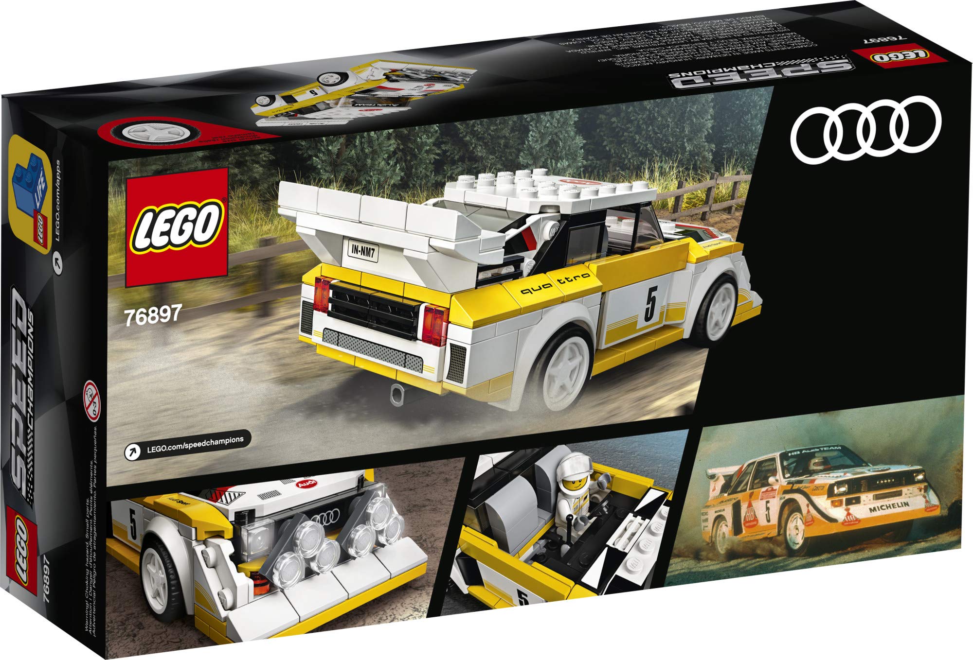 LEGO Speed Champions 1985 Audi Sport Quattro S1 76897 Toy Cars for Kids Building Kit Featuring Driver Minifigure (250 Pieces) (Like New, Open Box)