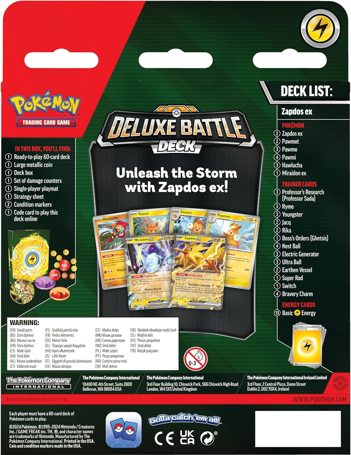 Pokemon Zapdos ex Deluxe Battle Deck