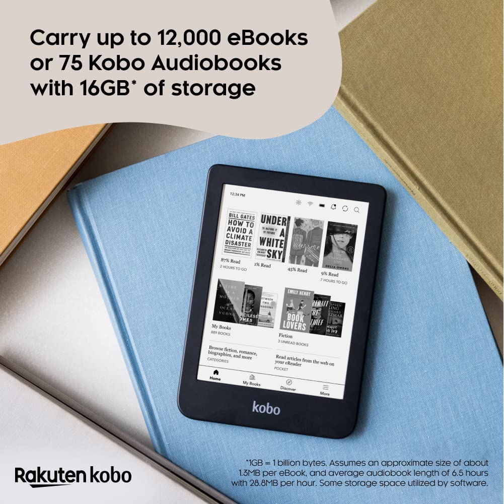 Kobo Clara 2E | eReader | Glare-Free 6” HD Touchscreen | WiFi | 16GB of Storage | Carta E Ink Technology | Waterproof (Open Box, Like New)